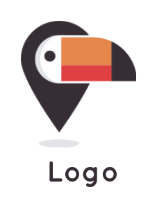 animal logo toucan with location symbol