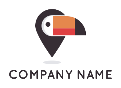 animal logo toucan with location symbol