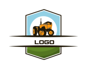 agriculture logo symbol with tractor in polygon