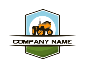 agriculture logo symbol with tractor in polygon