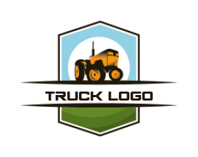 agriculture logo symbol with tractor in polygon