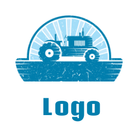 agriculture logo illustration tractor with sun rays - logodesign.net