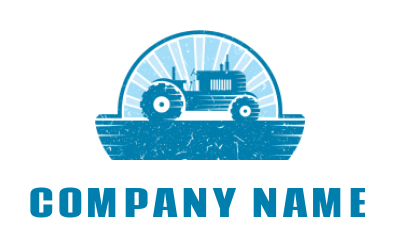 agriculture logo illustration tractor with sun rays - logodesign.net
