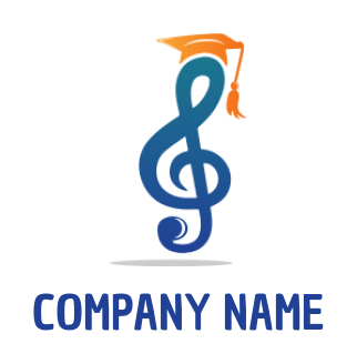 education logo treble clef with graduation hat