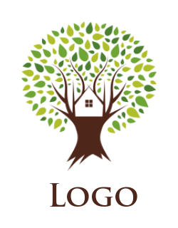 landscape logo tree house with branches trunk