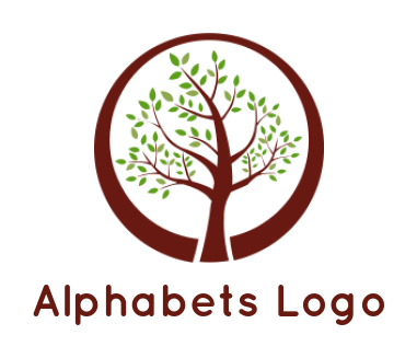 alphabet logo tree merged with Letter O