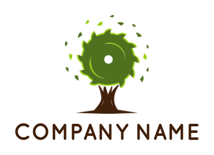 agriculture logo template tree merged with machine saw blade
