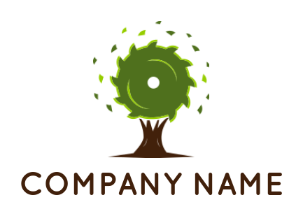 agriculture logo template tree merged with machine saw blade