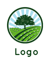 agriculture logo illustration tree on farm field