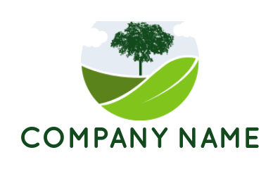 make a landscape logo tree on leaf and fields - logodesign.net