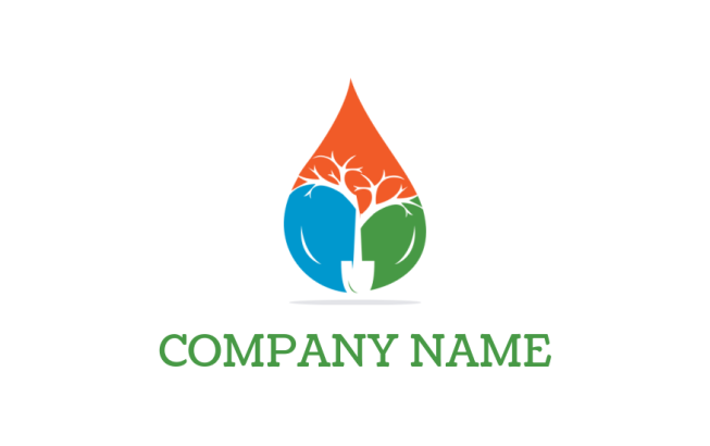 home improvement logo maker tree or plant inside droplet gardener