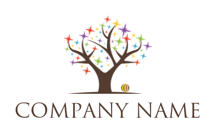 community logo tree sparkling star leaves ball