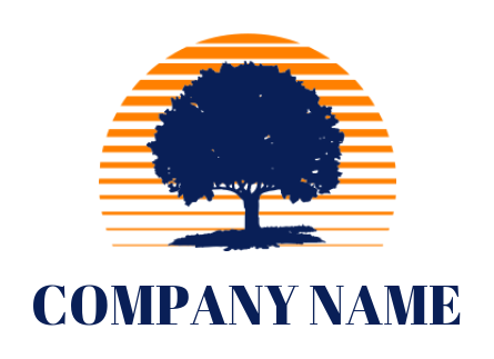 landscape logo icon tree with sun - logodesign.net