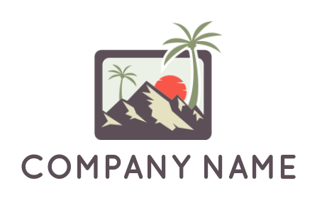 create a travel logo trees and mountains with sun - logodesign.net