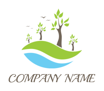 landscape logo maker trees and waves - logodesign.net