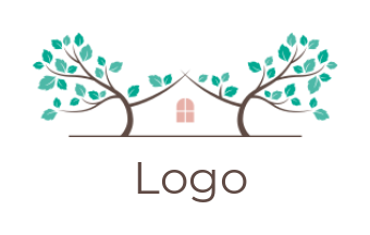 landscape logo trees forming house and window