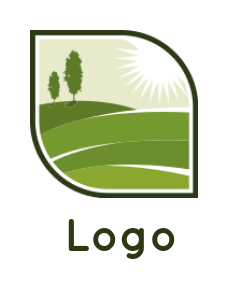 agriculture logo of field inside the leaf shaped