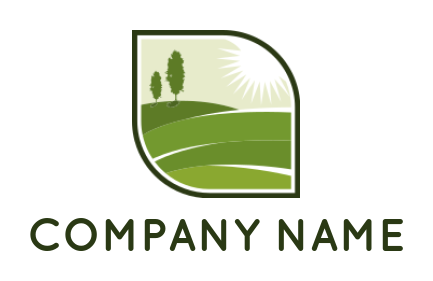 agriculture field inside leaf shaped logo design