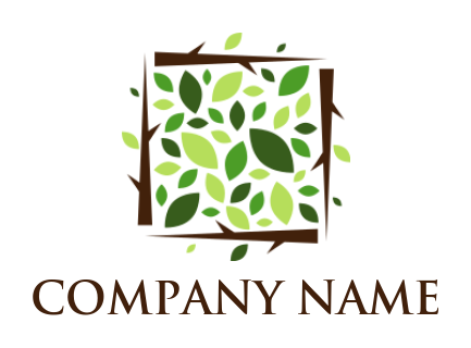 landscape logo trees with leaves form a square