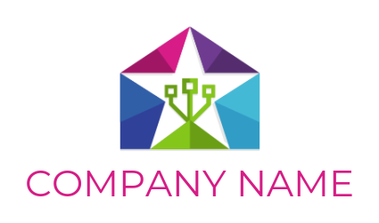 IT logo triangles forming star with USB sign