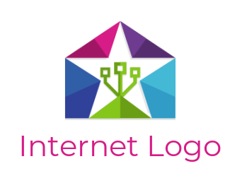 IT logo triangles forming star with USB sign