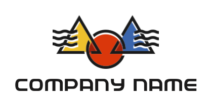 art gallery logo triangles with circle and rays