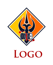 design a religious logo trident with damaru