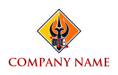 design a religious logo trident with damaru