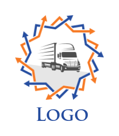 logistics logo of truck inside rotating arrows