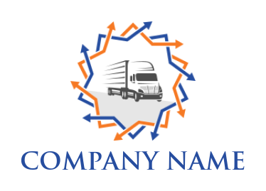 make a logistics logo truck inside rotating arrows - logodesign.net