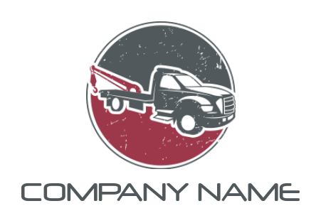 auto shop logo negative space truck in circle