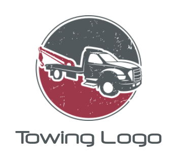 auto shop logo negative space truck in circle