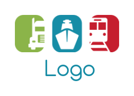 transportation logo illustration truck ship and train squares 