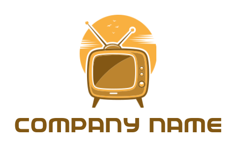 Media logo tube TV set with antenna