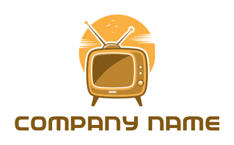 tube tv set with antenna logo design