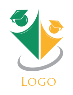 education logo two person wearing graduation hat