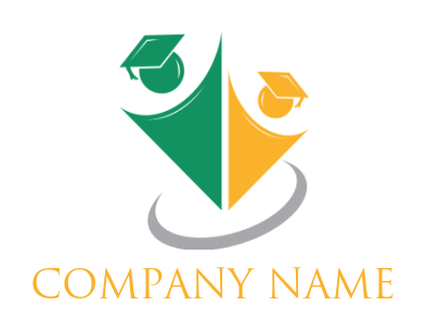 education logo two person wearing graduation hat