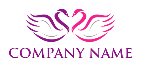 two abstract swans making heart logo