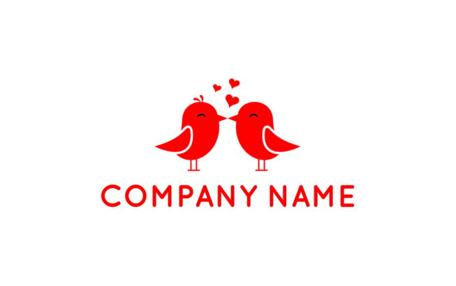 pet logo icon two birds forming hearts - logodesign.net