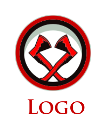 lumber logo maker two crossed axes in circle