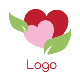 create a dating logo with two hearts and leaves 