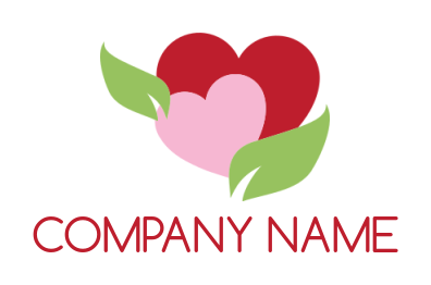 create a dating logo with two hearts and leaves 