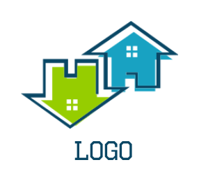 make a real estate logo two house merged with each other