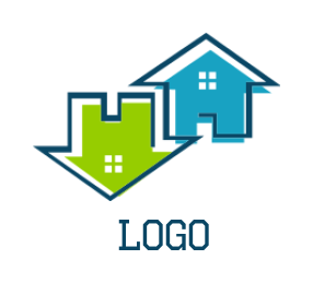 make a real estate logo two house merged with each other