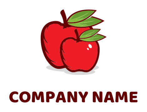 restaurant logo icon two red apples with leaves - logodesign.net