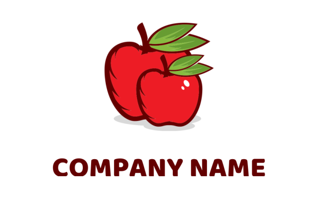 restaurant logo icon two red apples with leaves - logodesign.net