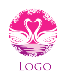 design a pet logo two swans inside circle with ornaments 