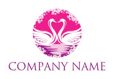 design a pet logo two swans inside circle with ornaments 