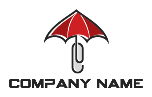 umbrella merged with paper clip minimal abstract insurance logo