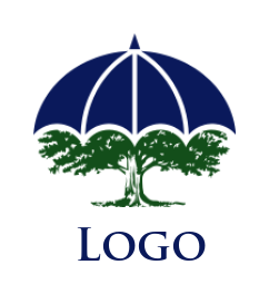 insurance logo illustration umbrella on tree - logodesign.net